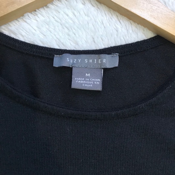 Reitmans Bell Flower Embroidered 3/4 Sleeves Black Top Women Size M - Picture 3 of 10